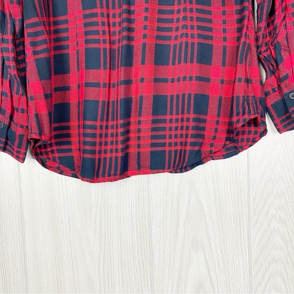 Cabi | Lodge Ruffle Red & Black Plaid Button Down Shirt Size XS - Picture 12 of 14